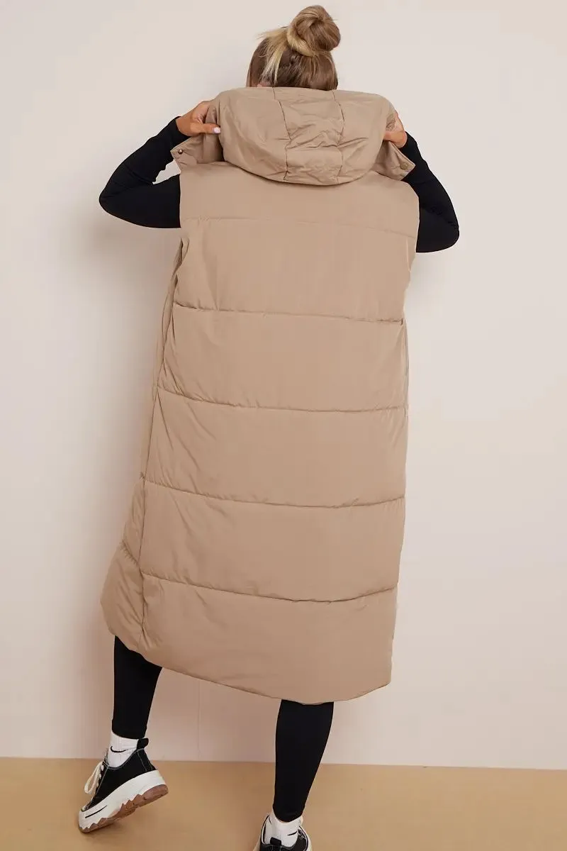 Versatile Waist Tie Hooded Thermal Gilet
