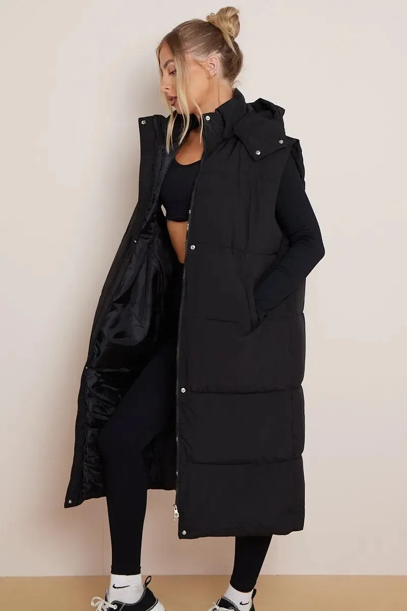 Versatile Waist Tie Hooded Thermal Gilet