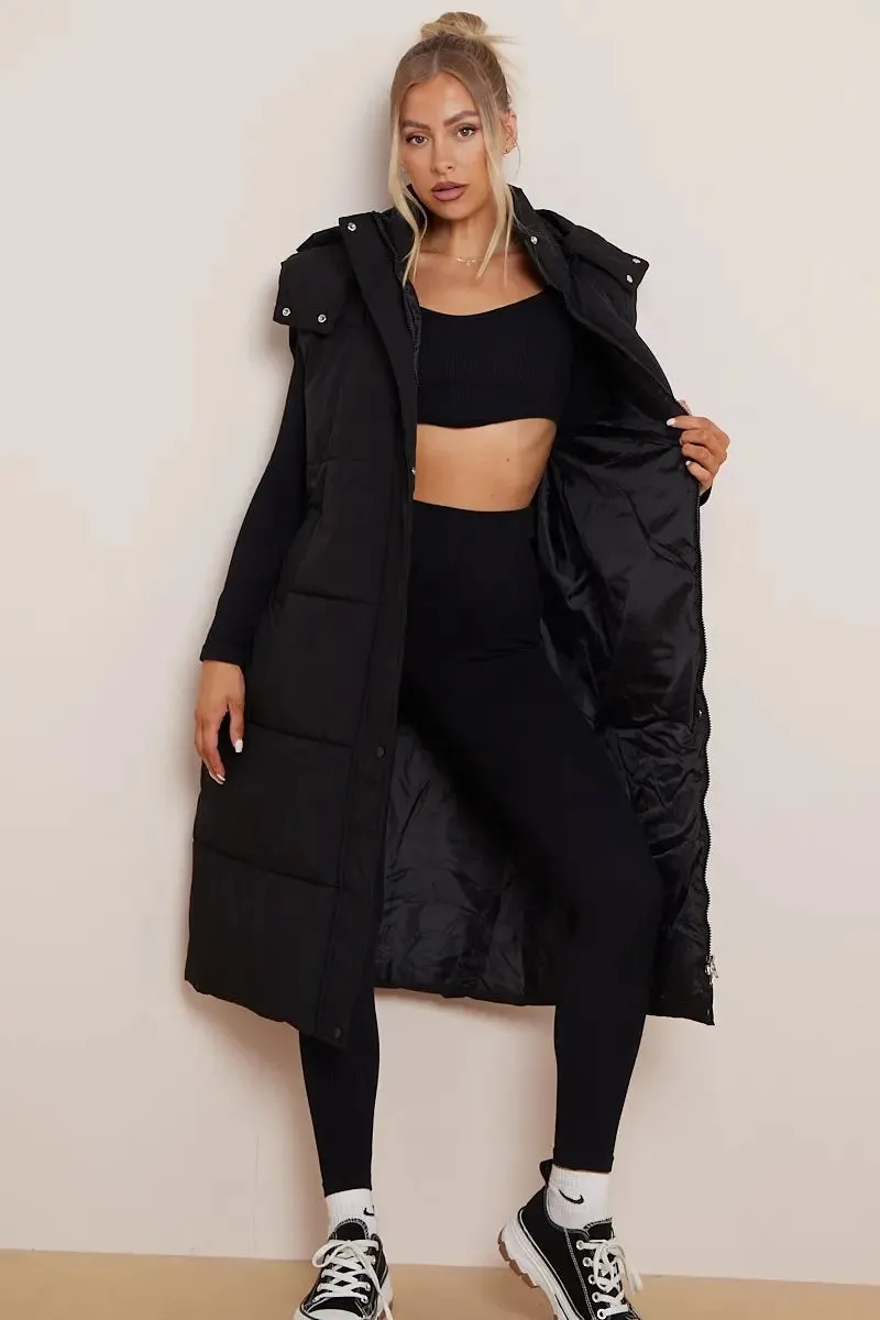 Versatile Waist Tie Hooded Thermal Gilet
