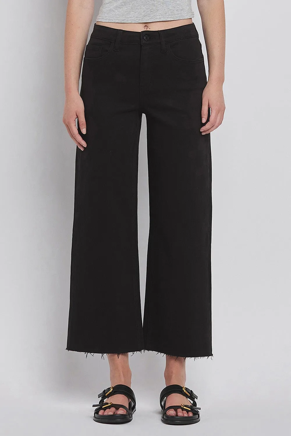 Vervet High Rise Crop Wide Leg Jeans - Black
