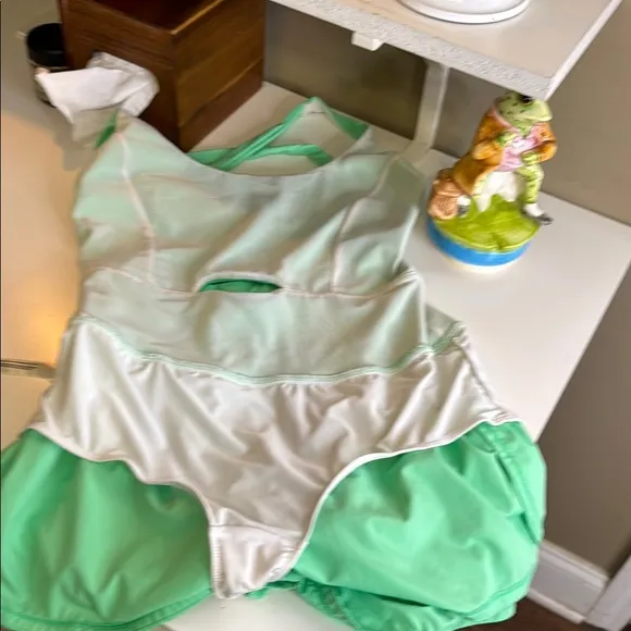 Vibrant Green One Piece with Cutout and Shorts Style