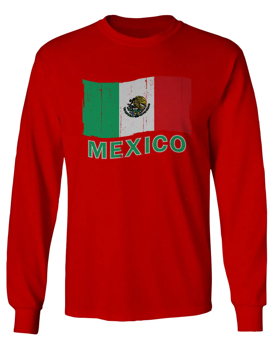 VICES AND VIRTUESS Distressed Bandera Mexico Mexican Flag Coat of arms mens Long sleeve t shirt