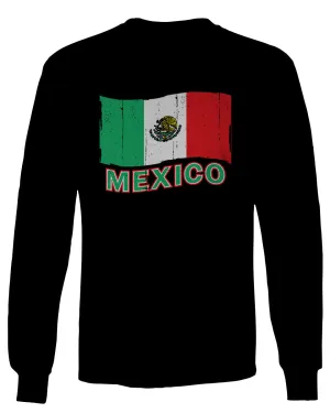 VICES AND VIRTUESS Distressed Bandera Mexico Mexican Flag Coat of arms mens Long sleeve t shirt
