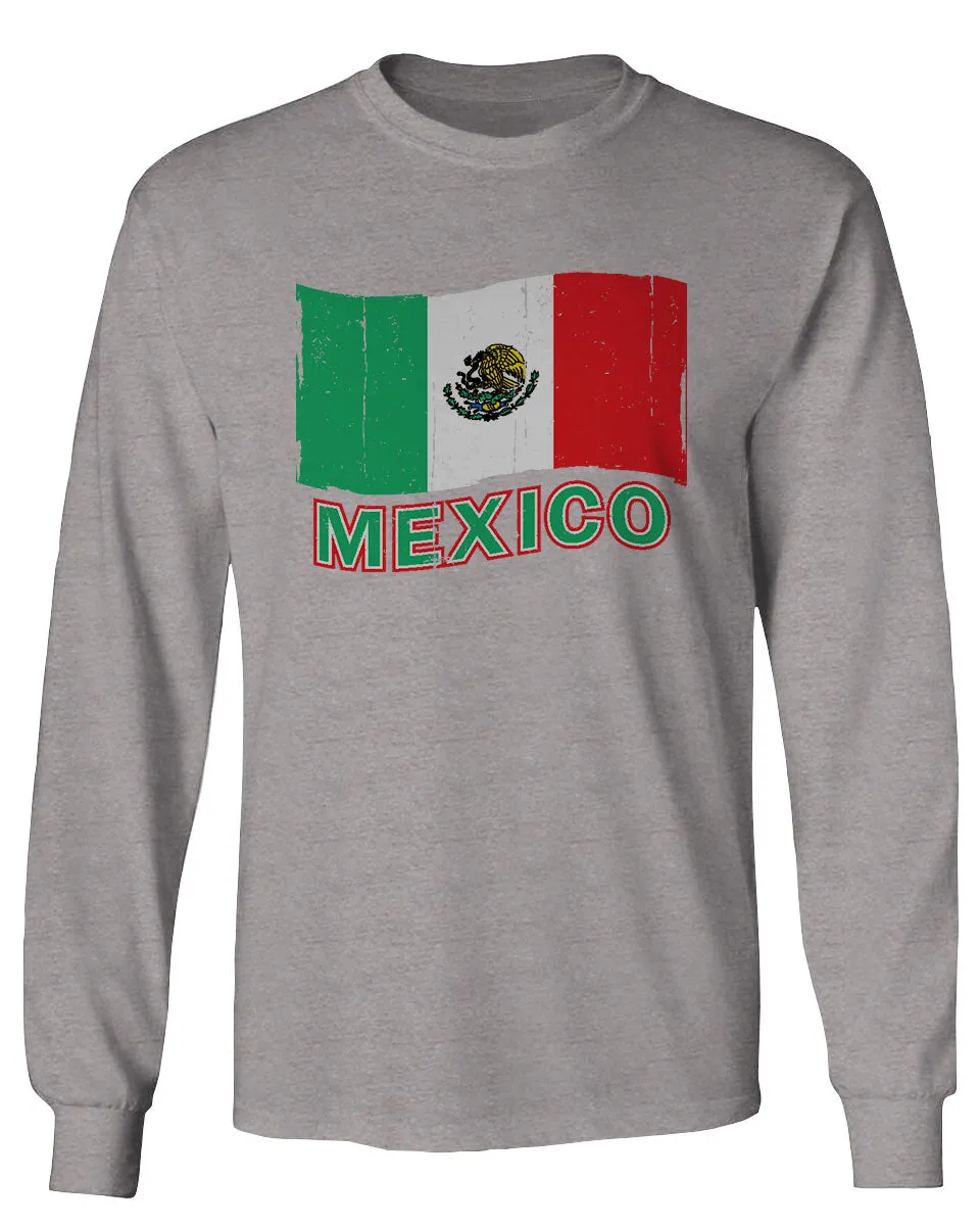 VICES AND VIRTUESS Distressed Bandera Mexico Mexican Flag Coat of arms mens Long sleeve t shirt