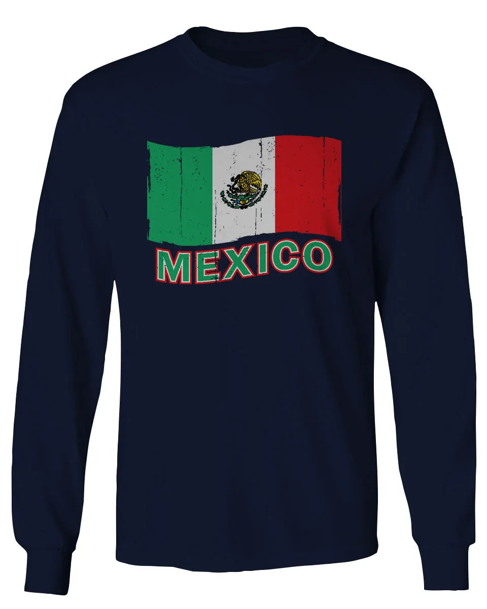 VICES AND VIRTUESS Distressed Bandera Mexico Mexican Flag Coat of arms mens Long sleeve t shirt