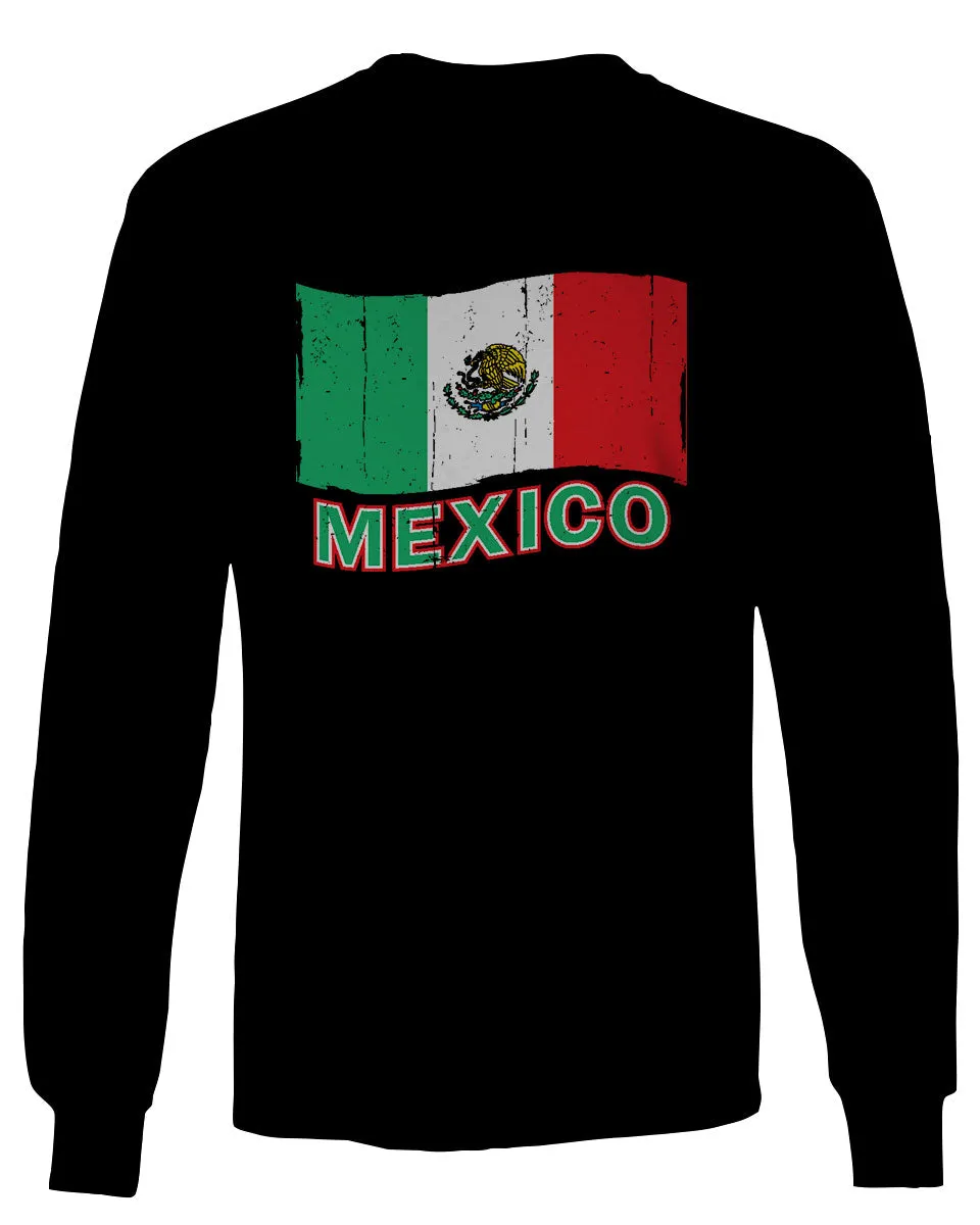 VICES AND VIRTUESS Distressed Bandera Mexico Mexican Flag Coat of arms mens Long sleeve t shirt