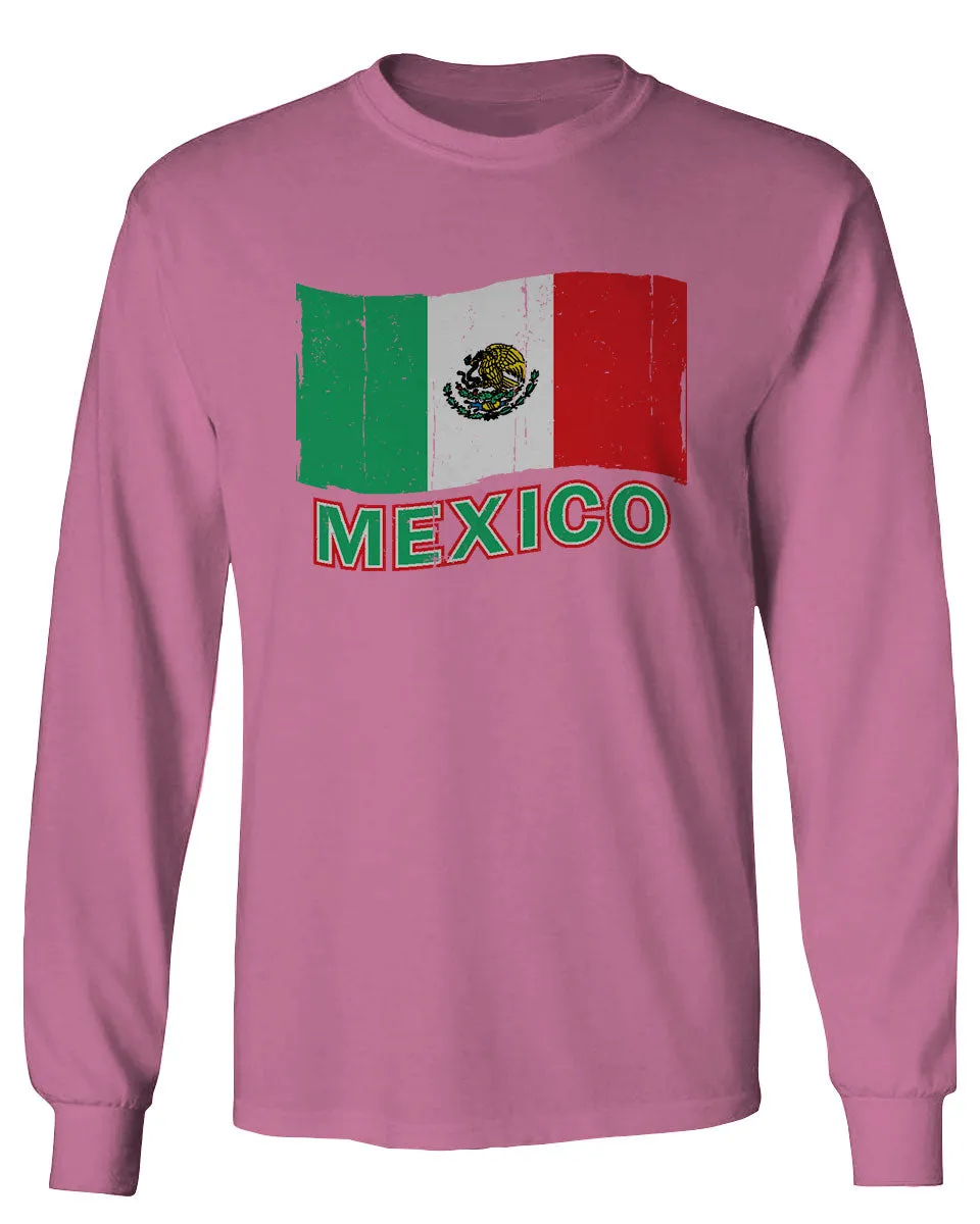 VICES AND VIRTUESS Distressed Bandera Mexico Mexican Flag Coat of arms mens Long sleeve t shirt