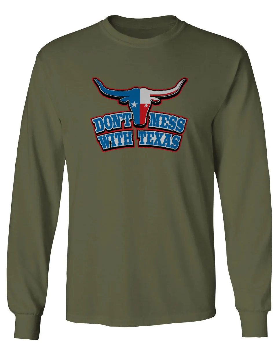 VICES AND VIRTUESS Texas State Flag Don't Mess with Texas Bull Lone Star mens Long sleeve t shirt