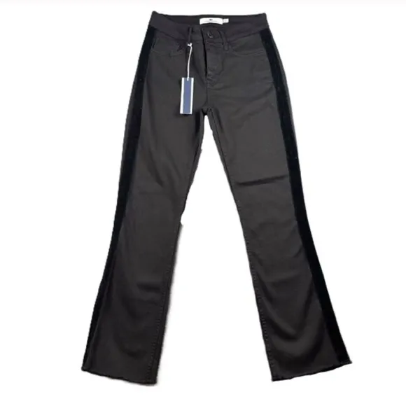 Vineyard Vines Black High Rise Kick Flare Jeans Velvet Tux Stripe NWT