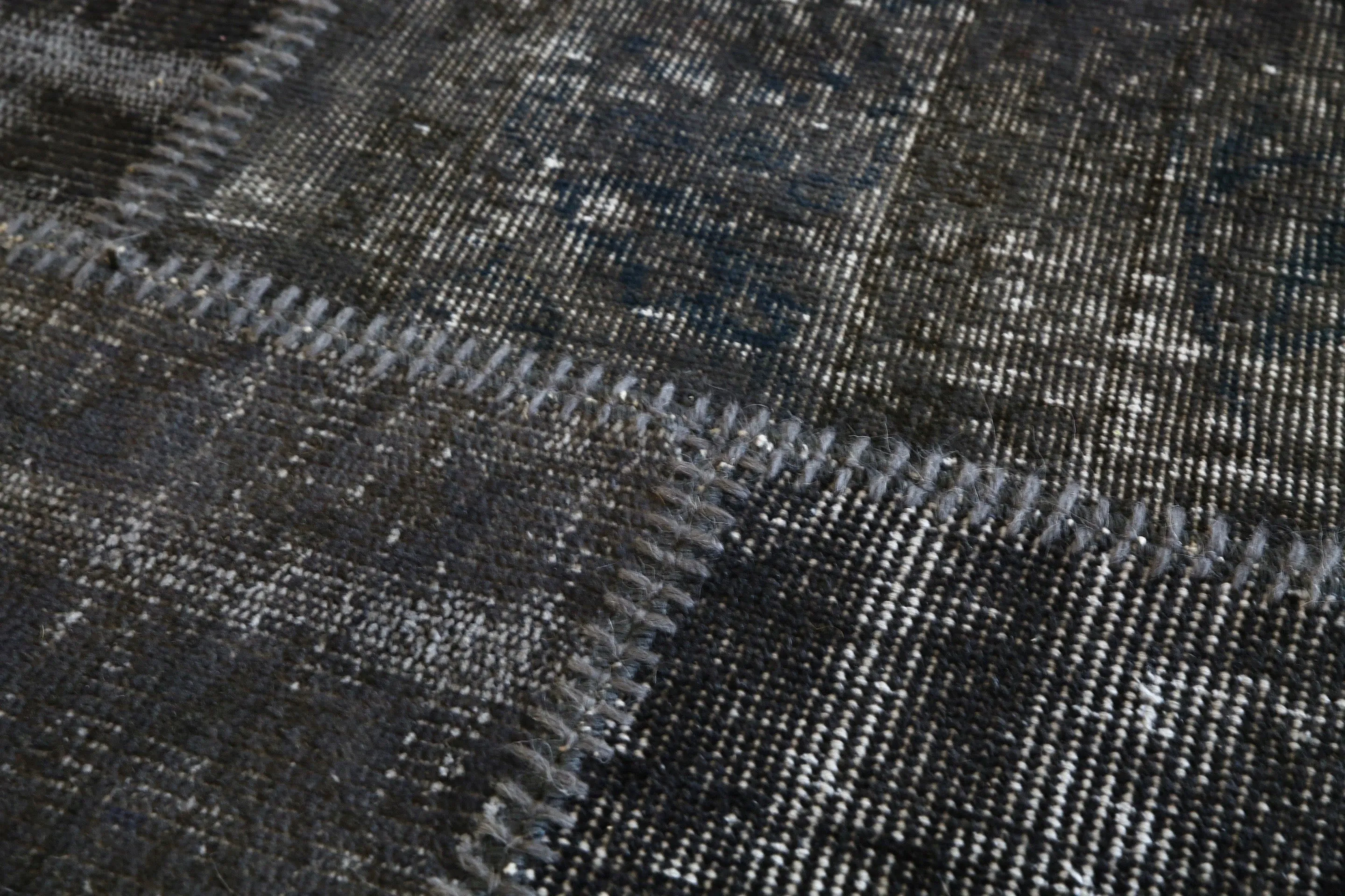 Vintage Patchwork Isparta Rug overdyed in Black 10ftx13ft