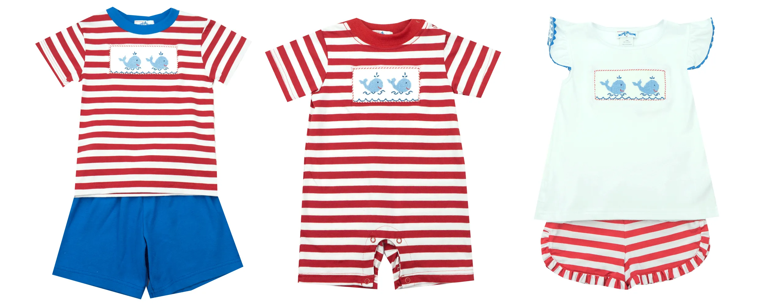 Vive La Fete Smocked Whales Romper