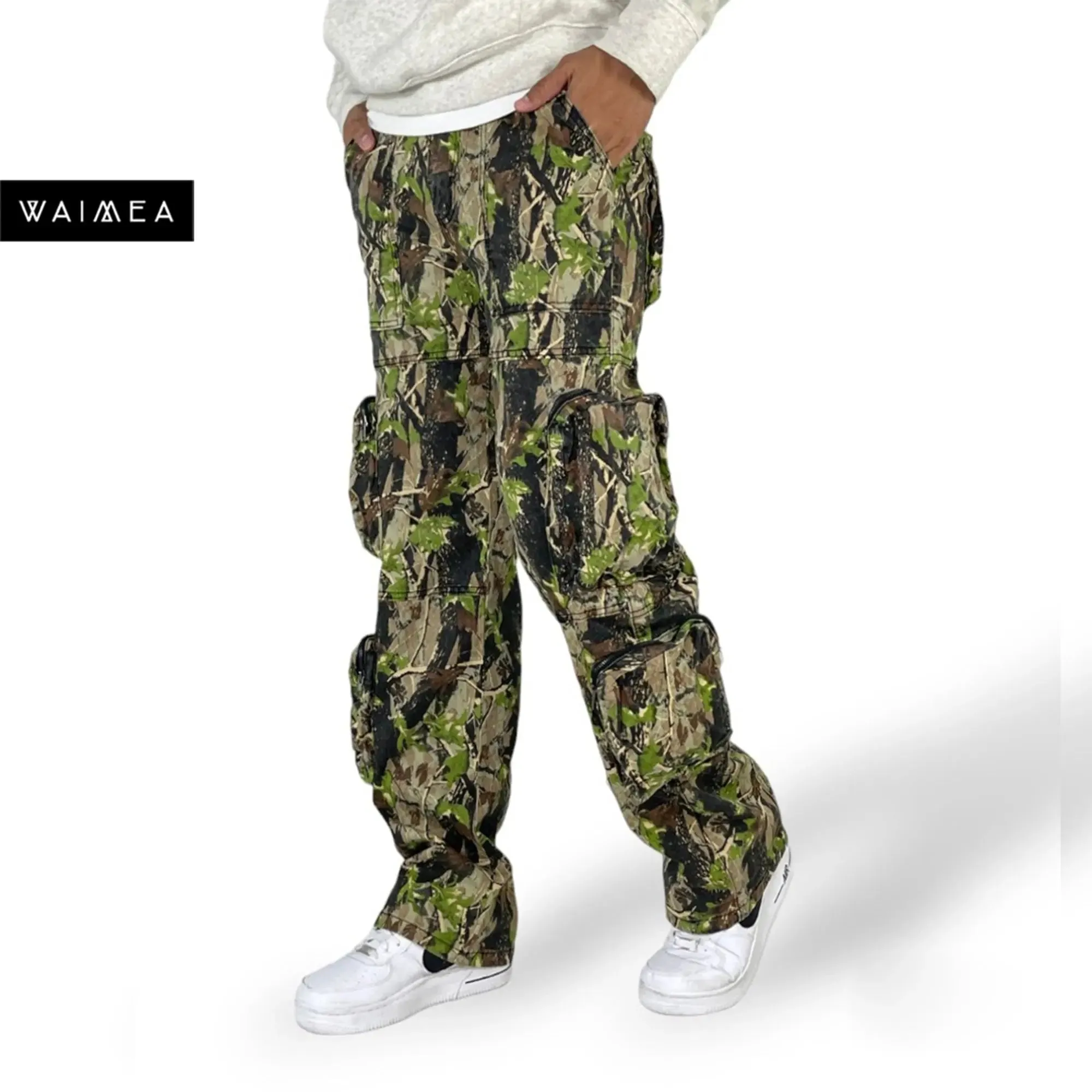 WaiMea Men Baggy Fit Jeans (Olive Camo)