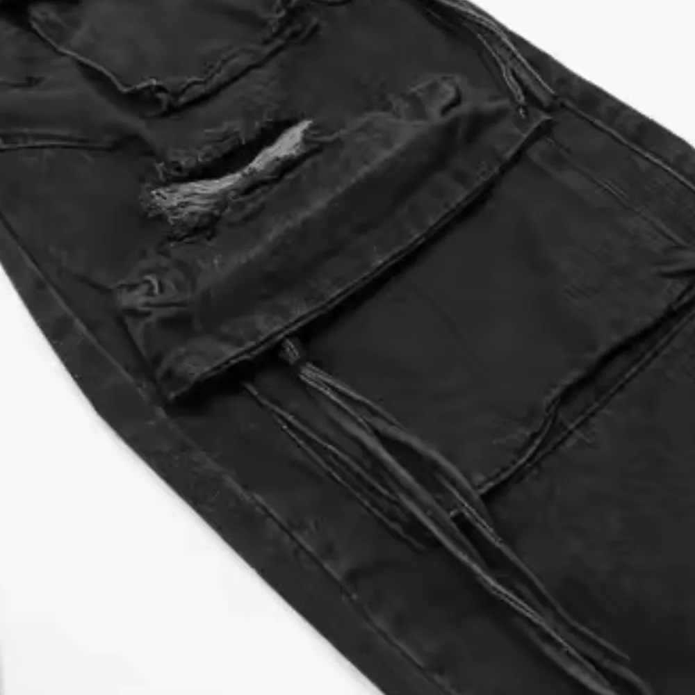 Washed Multi-pocket Work Cargo Jeans