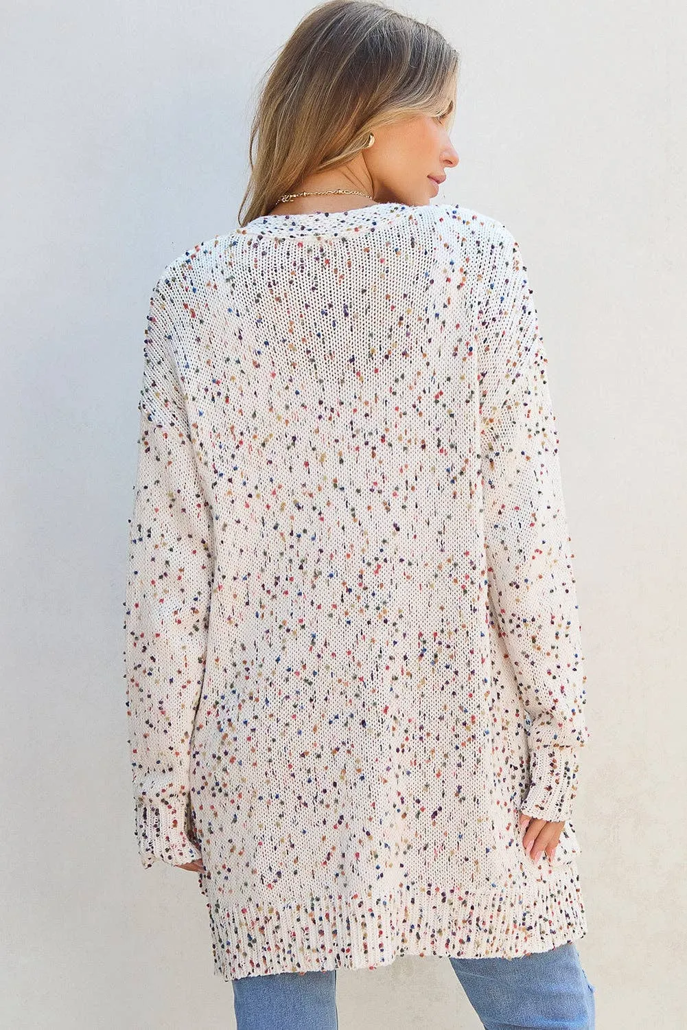 White Confetti Long Sleeve Cardigan