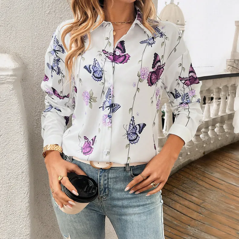 White Floral Printed Shirt