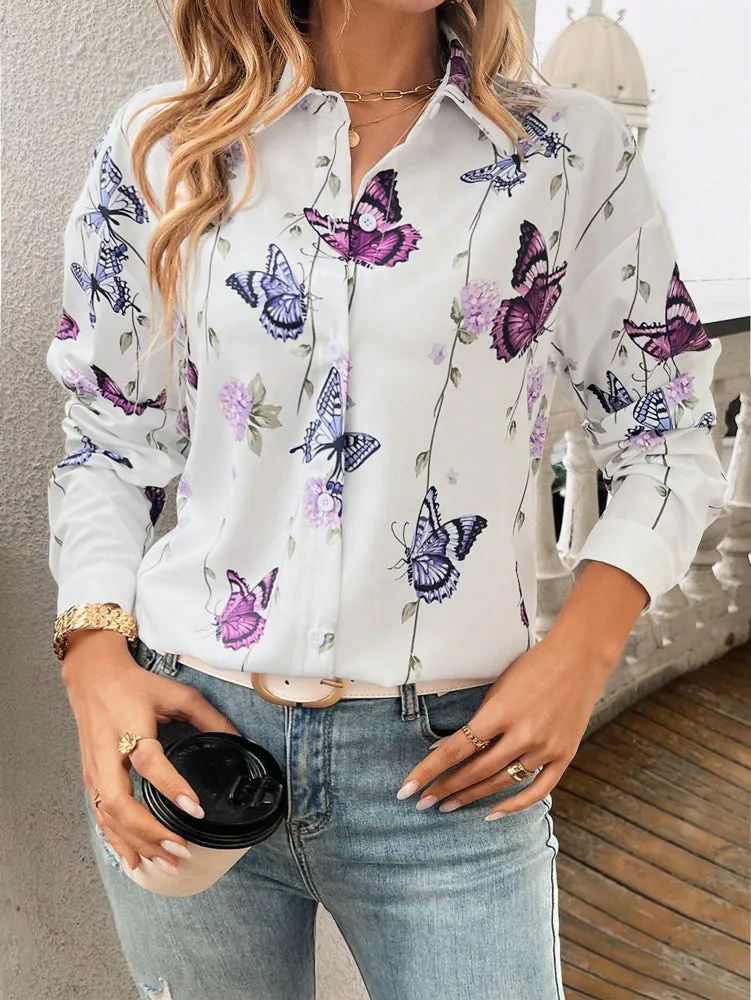 White Floral Printed Shirt