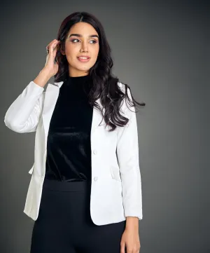 White Oversized Blazer With Lapels