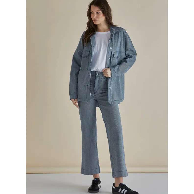 Willow Pinstripe Wide Leg - denim