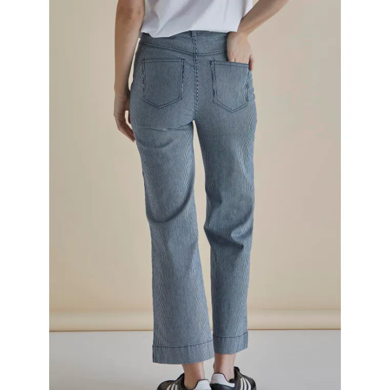 Willow Pinstripe Wide Leg - denim