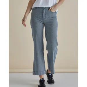 Willow Pinstripe Wide Leg - denim