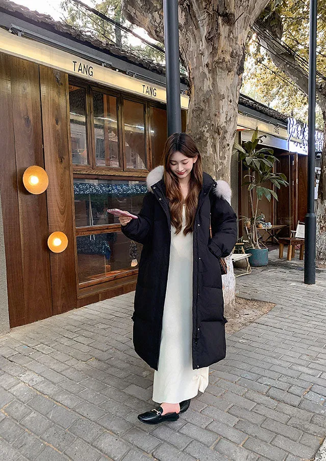 Windproof Calf-length Oversized Puffer Jacket for Women