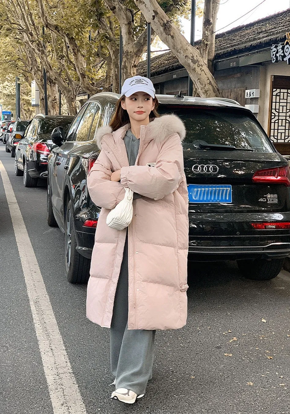 Windproof Calf-length Oversized Puffer Jacket for Women