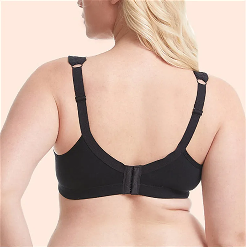 Women Plus Size Deep Plunge Comfy Cotton Bras - Apricot