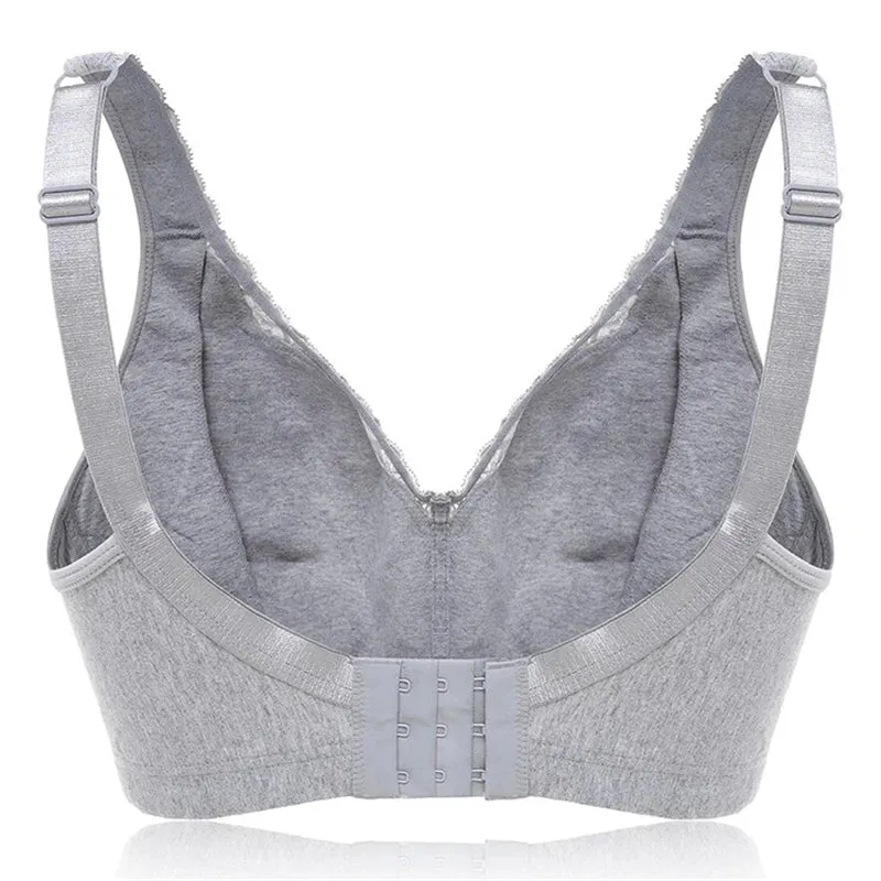Women Plus Size Deep Plunge Comfy Cotton Bras - Apricot