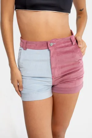 Women short light blue/terracotta