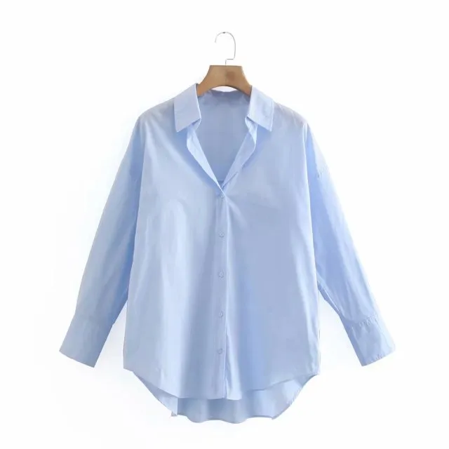 Women Simply Candy COlor Single Breasted Poplin Shirts Office Lady Long Sleeve Blouse Roupas Chic Chemise Tops LS9114