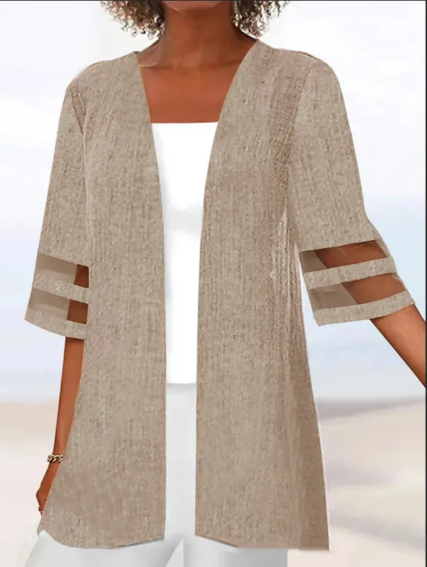 Women's Casual Jacket Causal Patchwork Solid Color Simple Loose Fit Outerwear