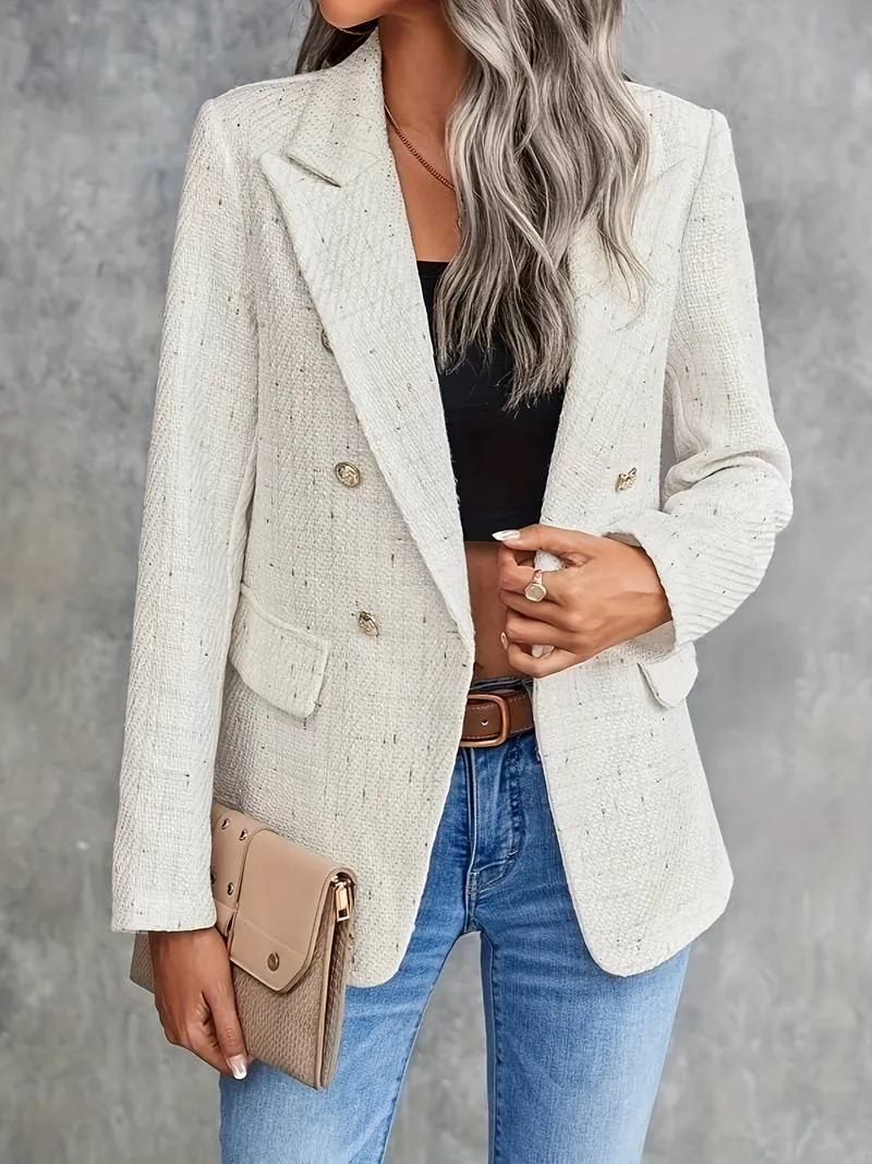 Women's Cotton Blazer with Lapel Collar