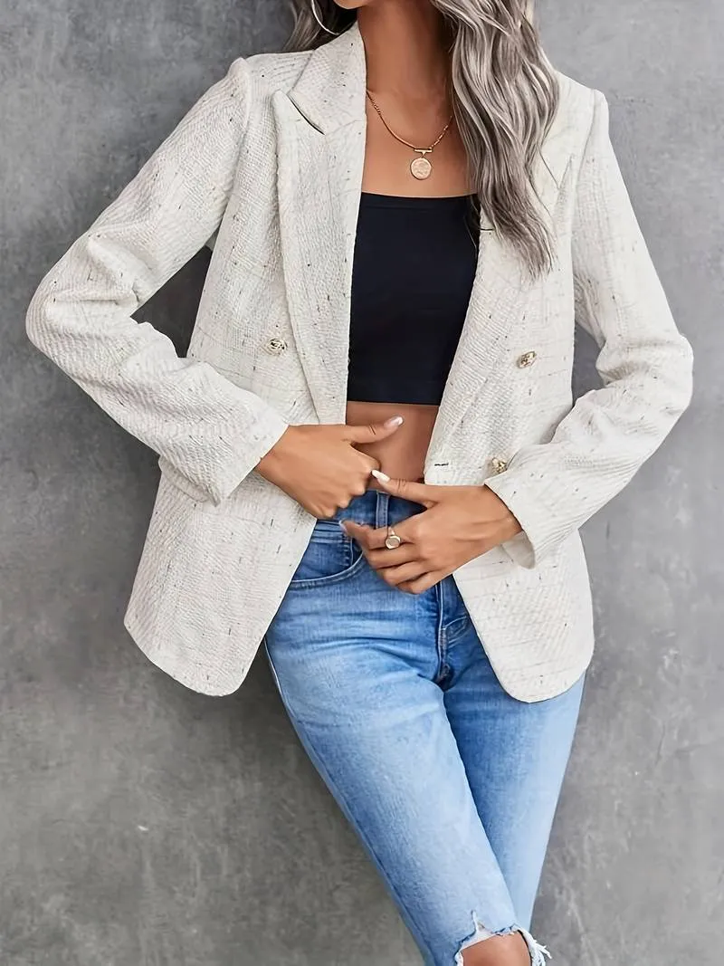 Women's Cotton Blazer with Lapel Collar