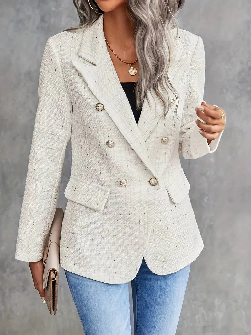 Women's Cotton Blazer with Lapel Collar