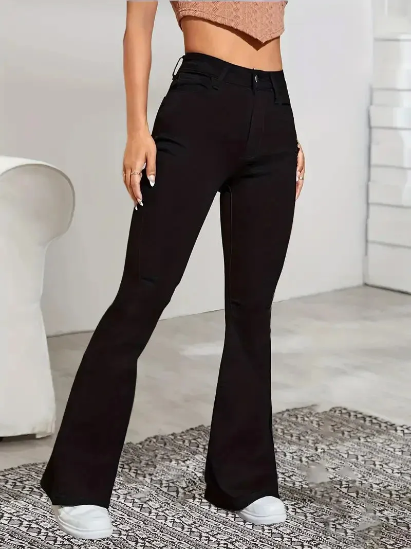 Women's Denim High-Waisted Flared Jeans