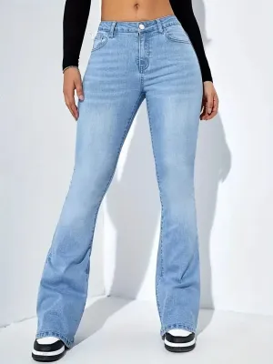 Women's Denim High-Waisted Flared Jeans