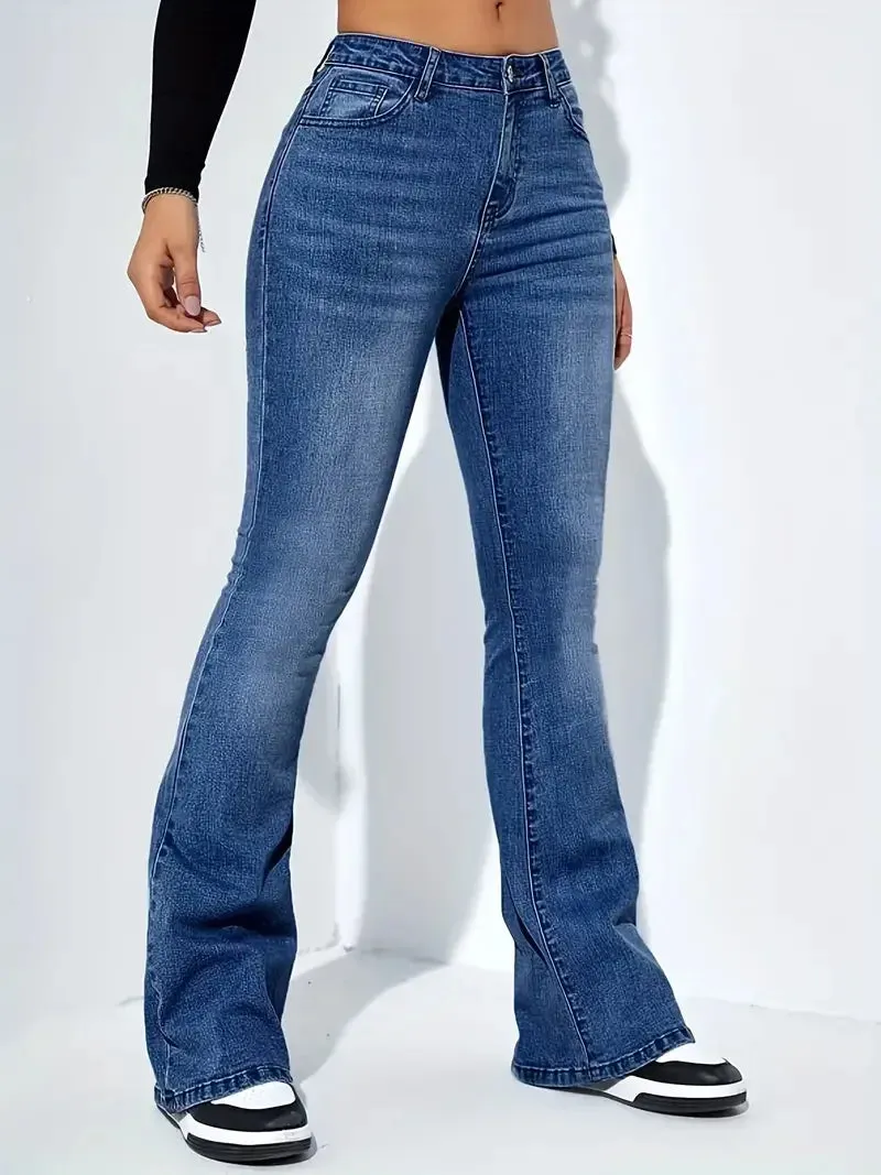Women's Denim High-Waisted Flared Jeans