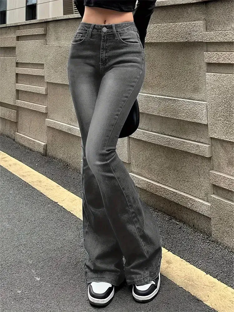 Women's Denim High-Waisted Flared Jeans