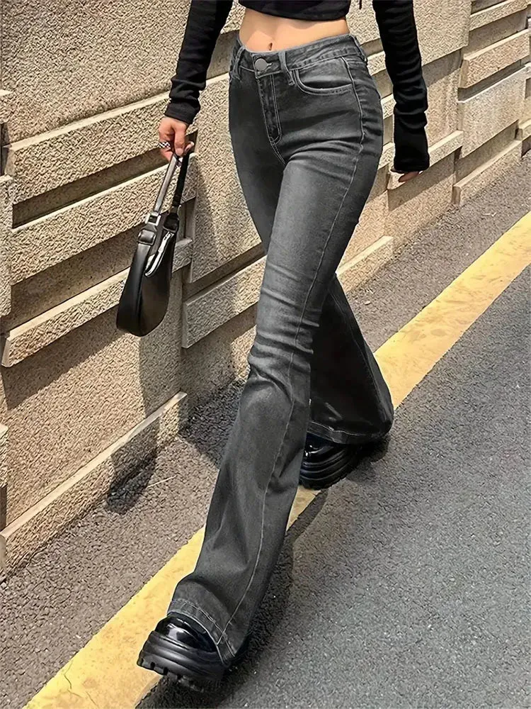 Women's Denim High-Waisted Flared Jeans