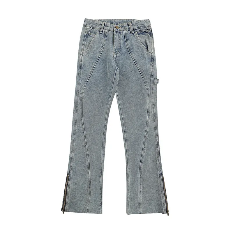 Women's Fashionable And Versatile Zipper Flare Jeans