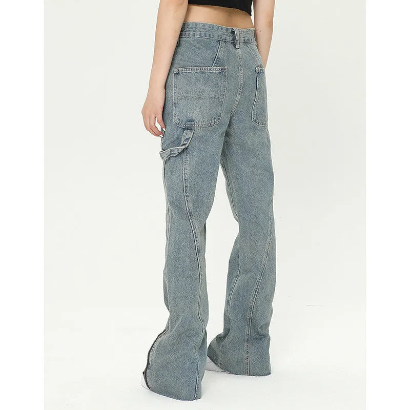 Women's Fashionable And Versatile Zipper Flare Jeans