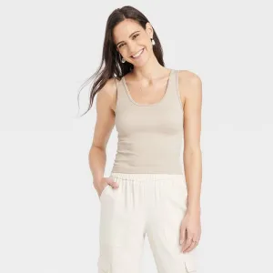 Women's M 8/10 - Seamless Slim Fit Tank Top - a New Day  Tan