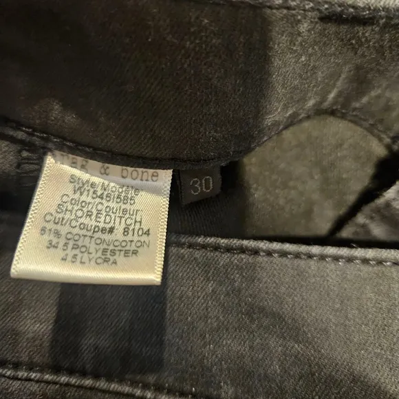 Women's Rag &amp; Bone Split Shoreditch Skinny Jeans Size 30 GreyishBlack