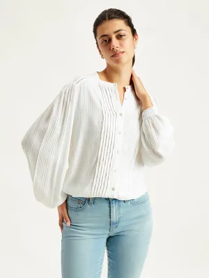 Women's Self Design Band Neck Top
