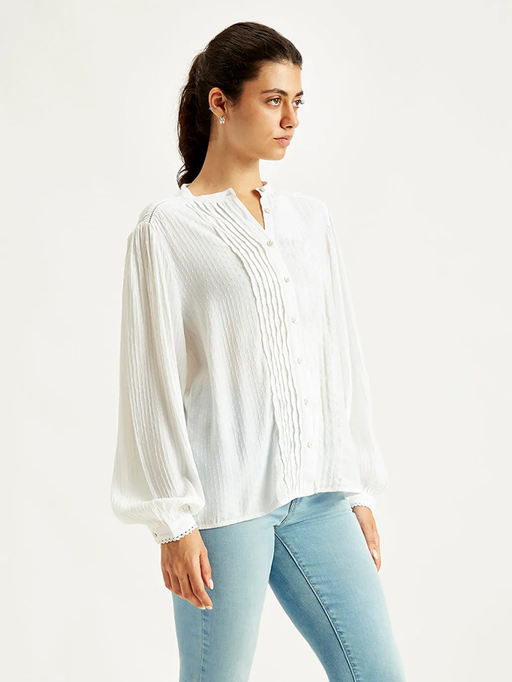 Women's Self Design Band Neck Top