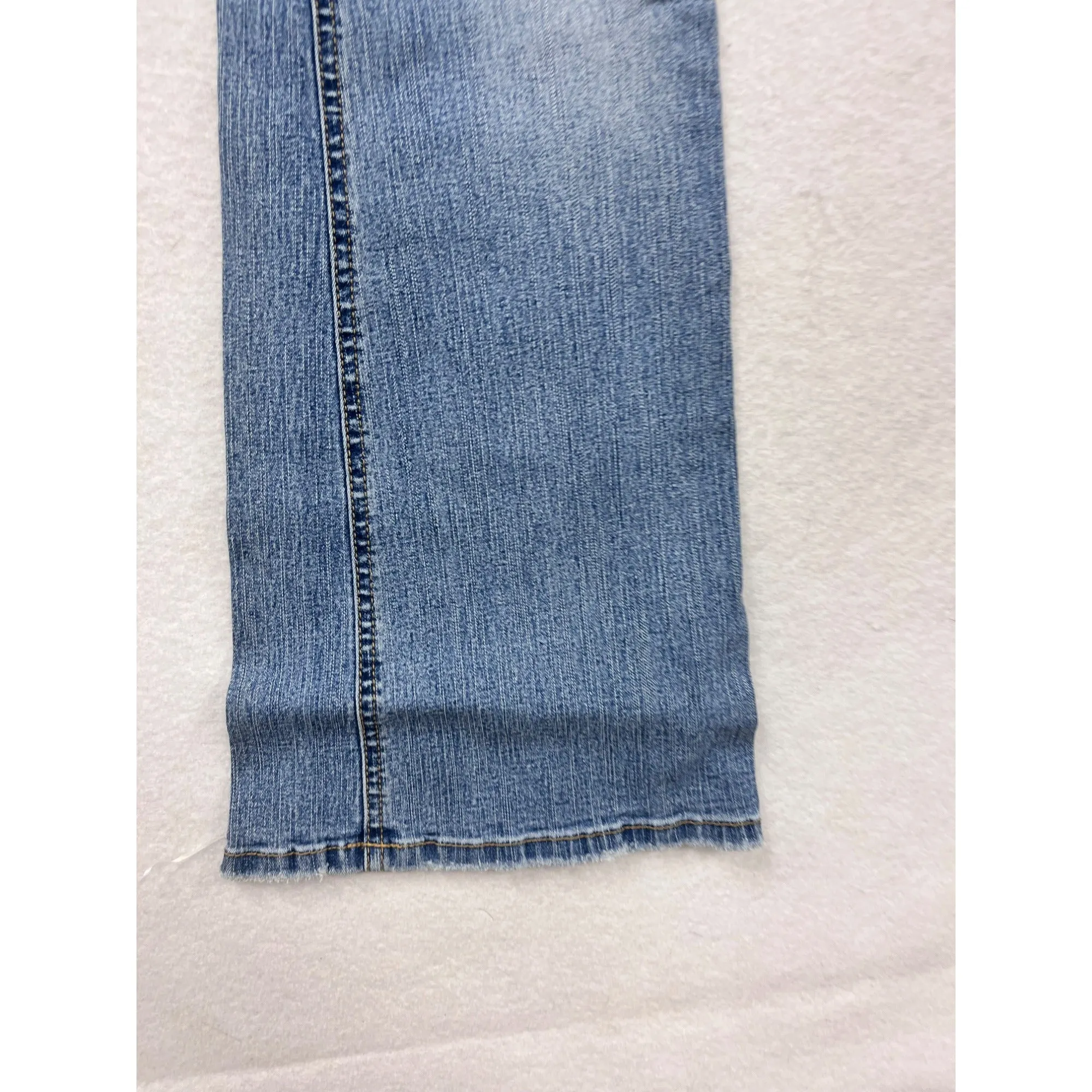 Women’s Y2K Angels Blue Flared Jeans Size 5 With Embellished Pockets & Faded Wash #6738
