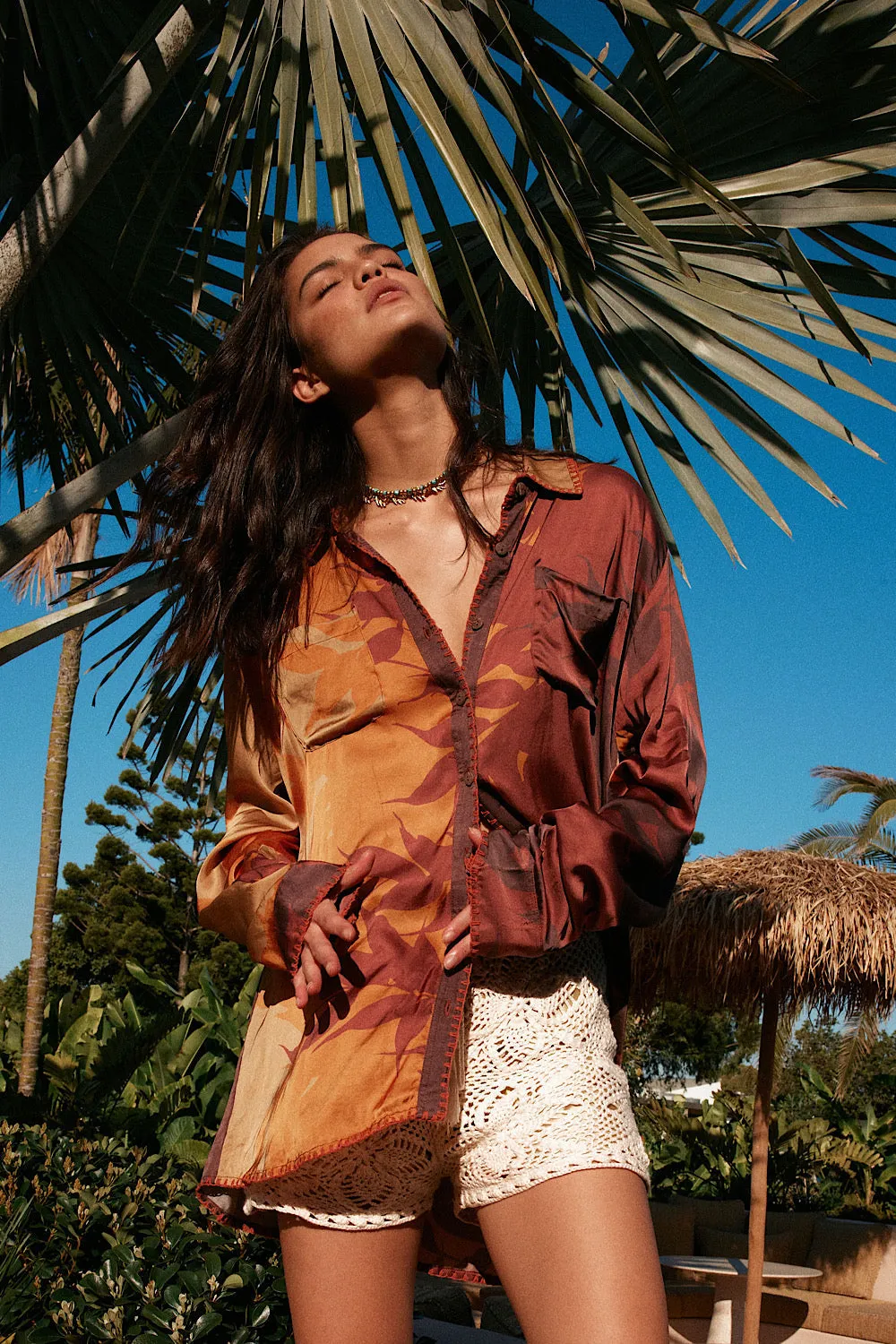 You Ain’t Going Nowhere Satin Oversized Shirt