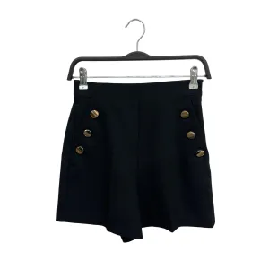 Zara Black High-Waist Shorts With Gold Button Details XS