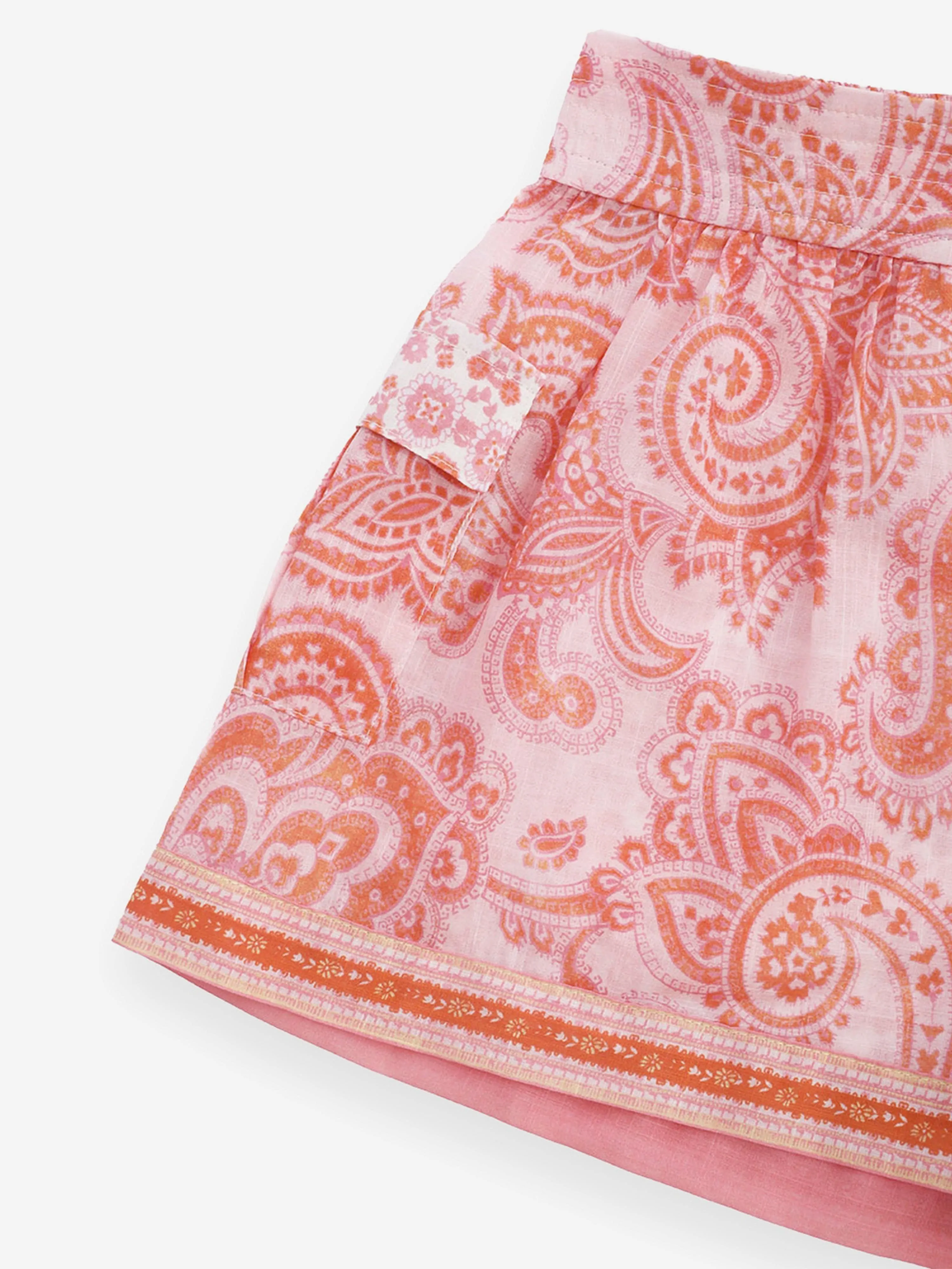 Zimmermann Girls Paisley Ottie Pocket Shorts in Pink