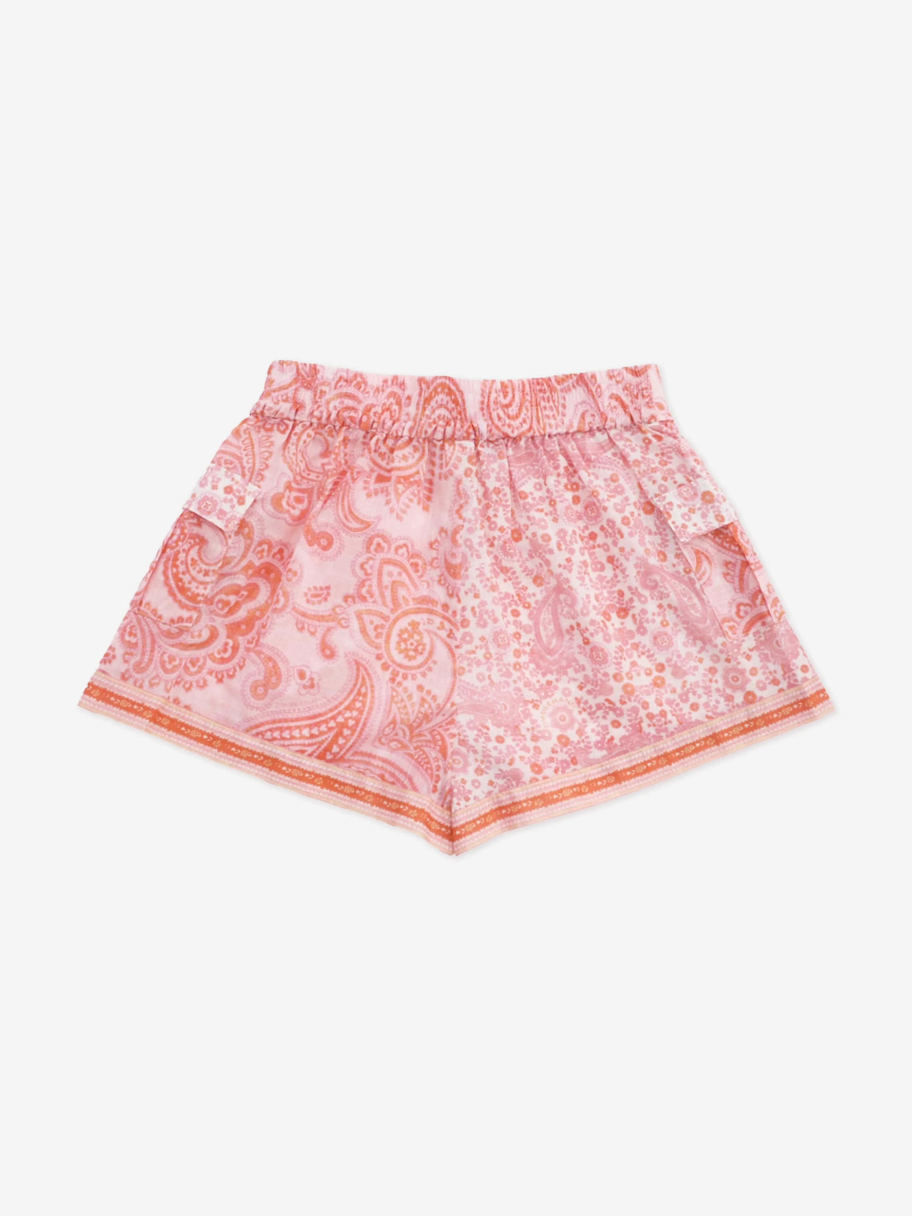 Zimmermann Girls Paisley Ottie Pocket Shorts in Pink